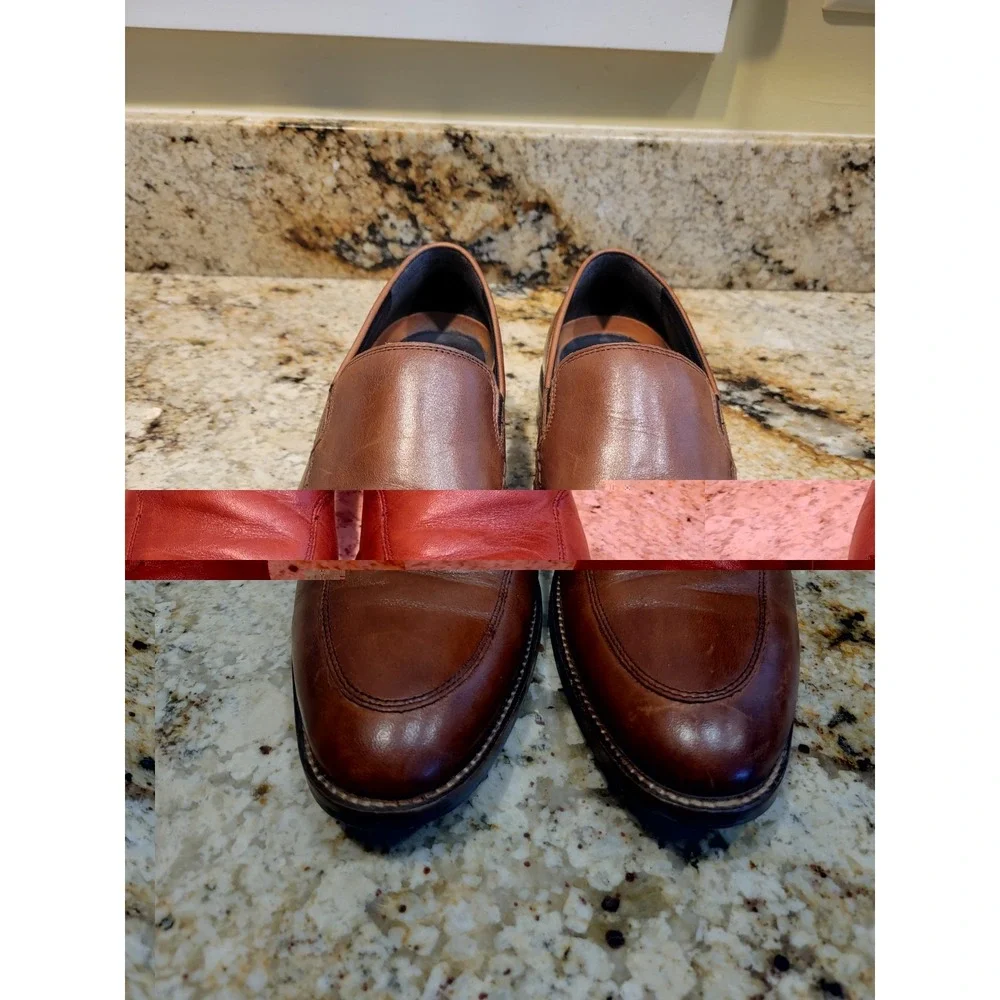 Cole Haan Grand.OS Shoes Mens US 9.5M Tan Leather Slip On Oxford Dress Casual